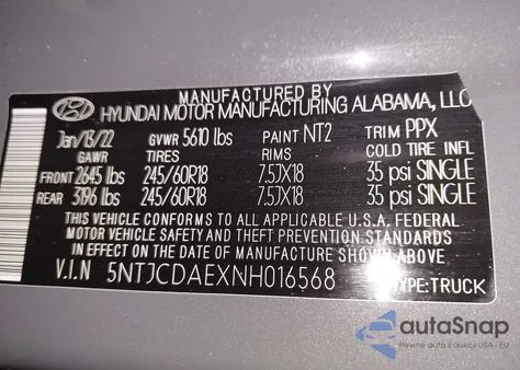 2022 Hyundai Santa Cruz Sel from USA, damaged, VIN 5NTJCDAEXNH016568